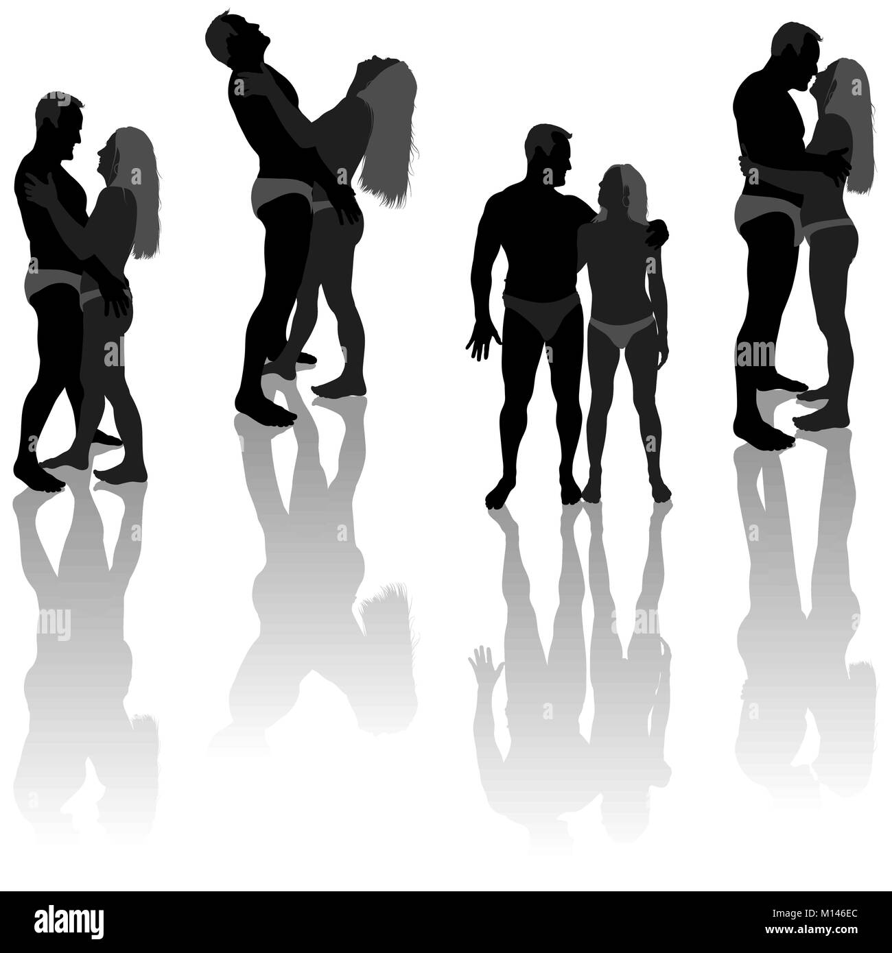 Silhouettes loving couple Stock Vector Images - Alamy