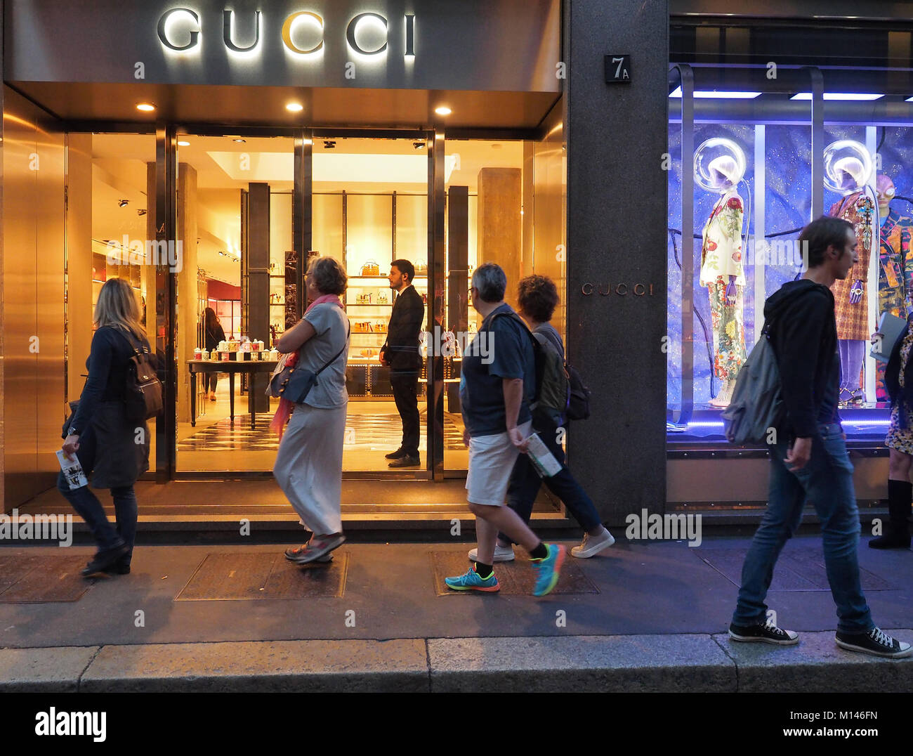 Europe,Italy,Lombardy,Milan,via Montenapoleone,Gucci fashion store Stock Photo