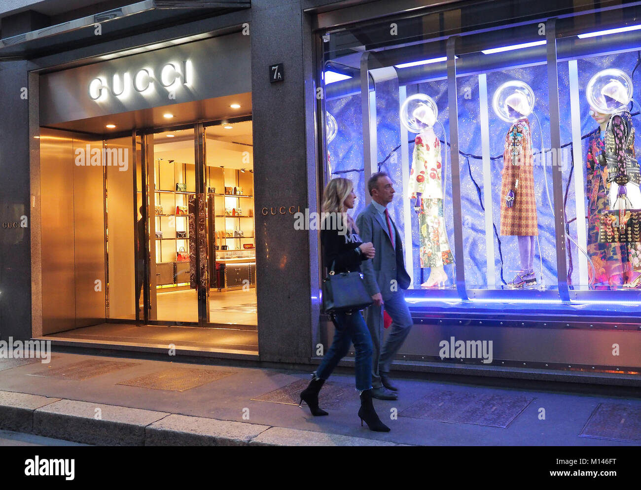 Europe,Italy,Lombardy,Milan,via Montenapoleone,Gucci fashion store Stock Photo