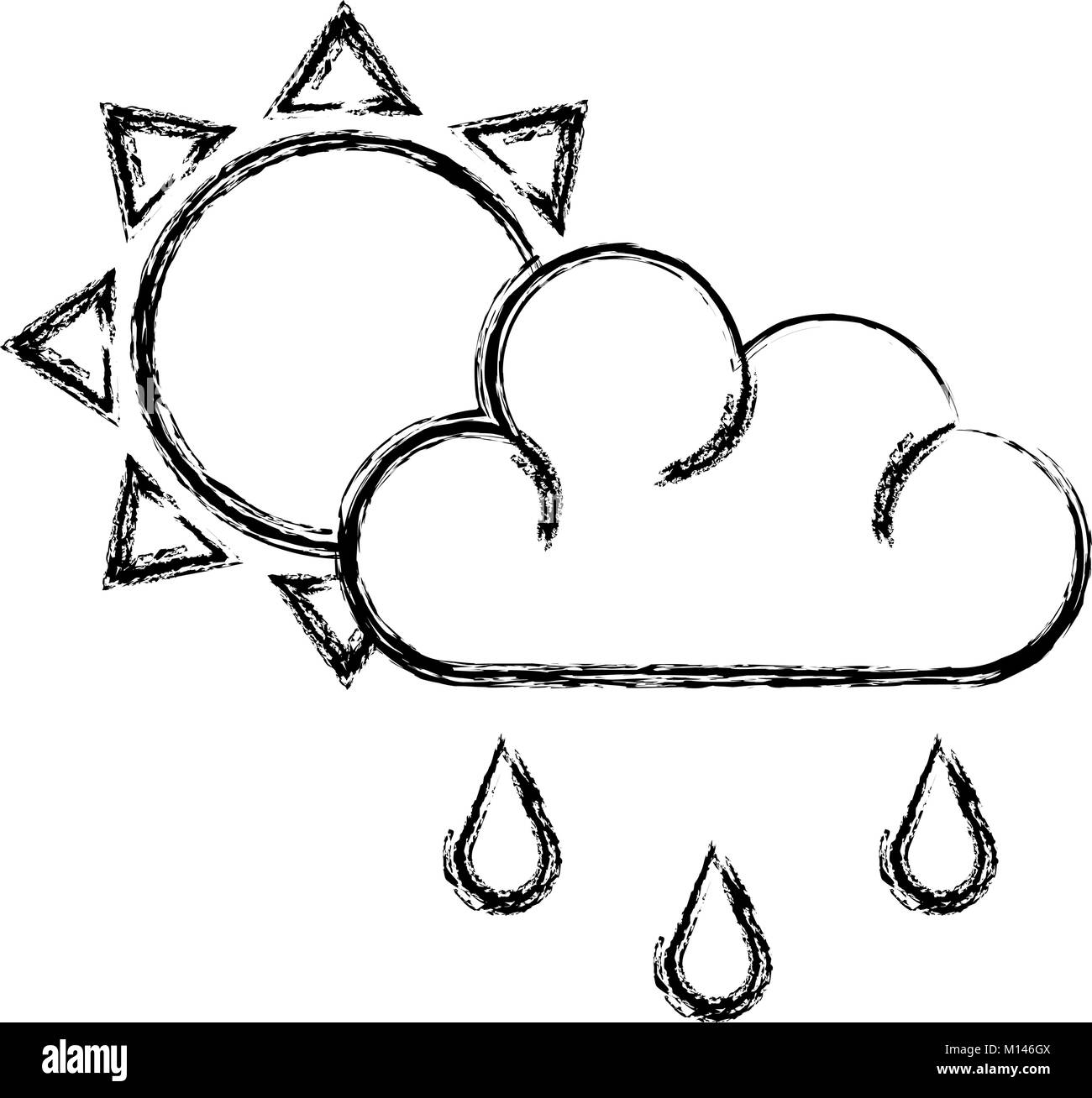 weather cloud rainy with sun vector illustration design Stock Vector ...