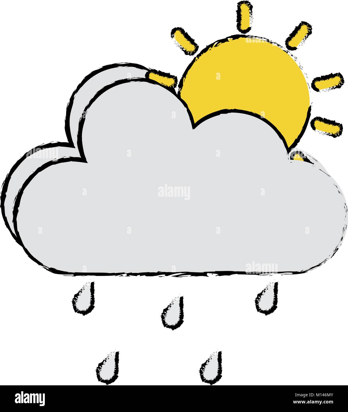 weather cloud rainy with sun vector illustration design Stock Vector ...