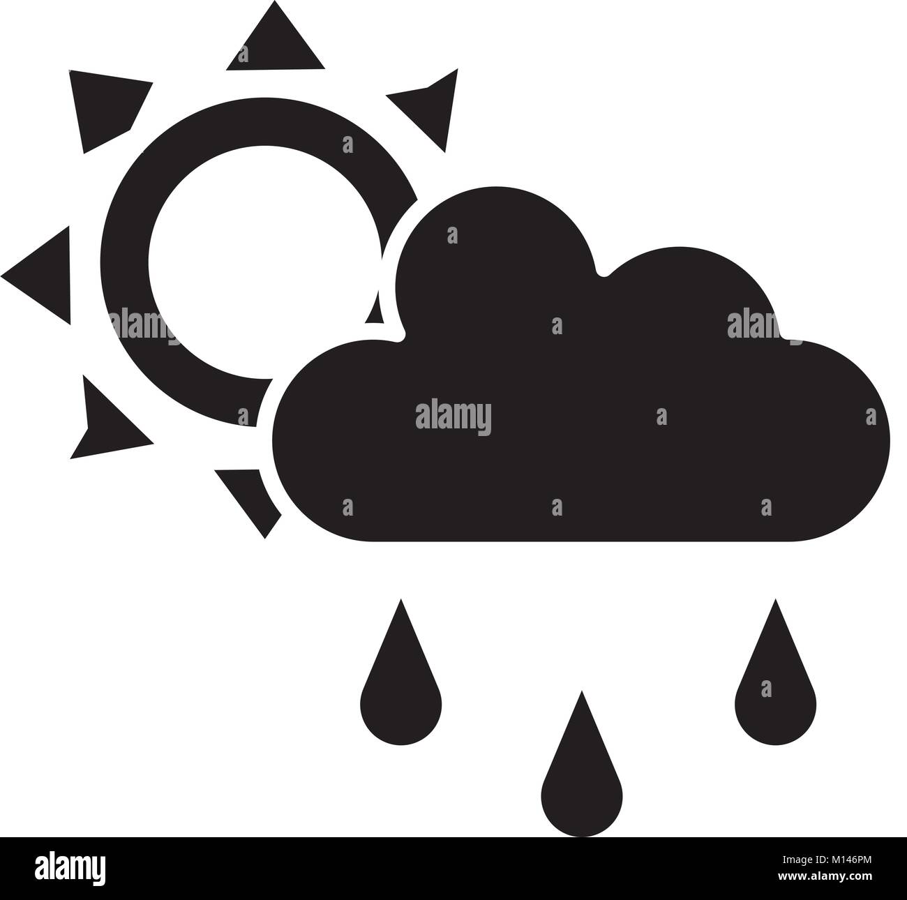 weather cloud rainy with sun vector illustration design Stock Vector ...