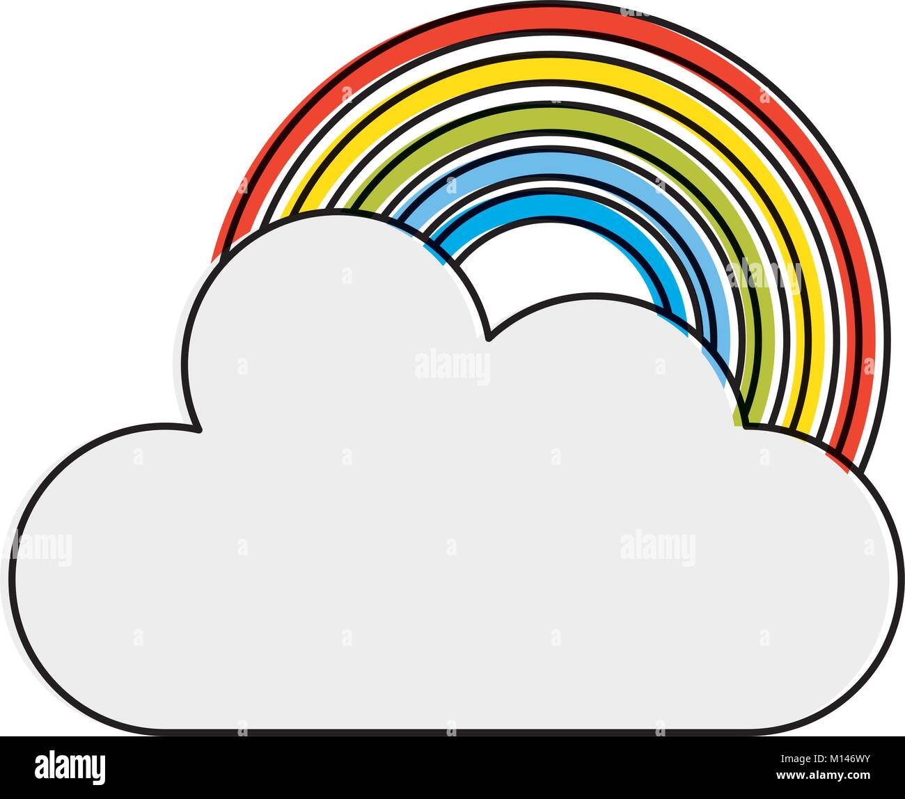 weather cloud with rainbow vector illustration design Stock Vector ...