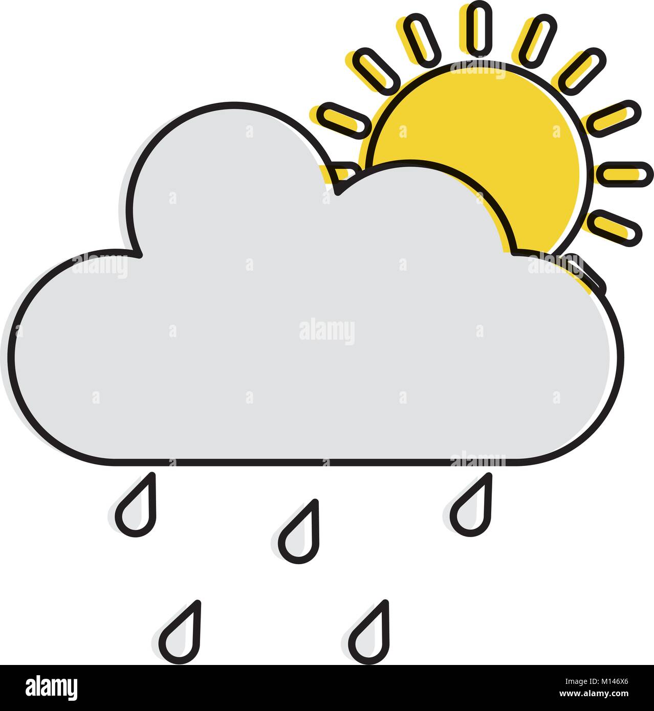 weather cloud rainy with sun vector illustration design Stock Vector ...