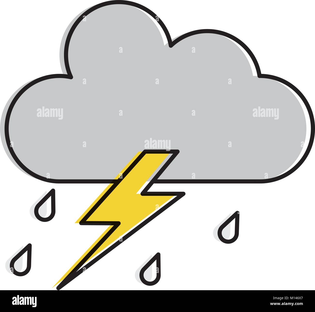 weather cloud rainy with ray vector illustration design Stock Vector ...