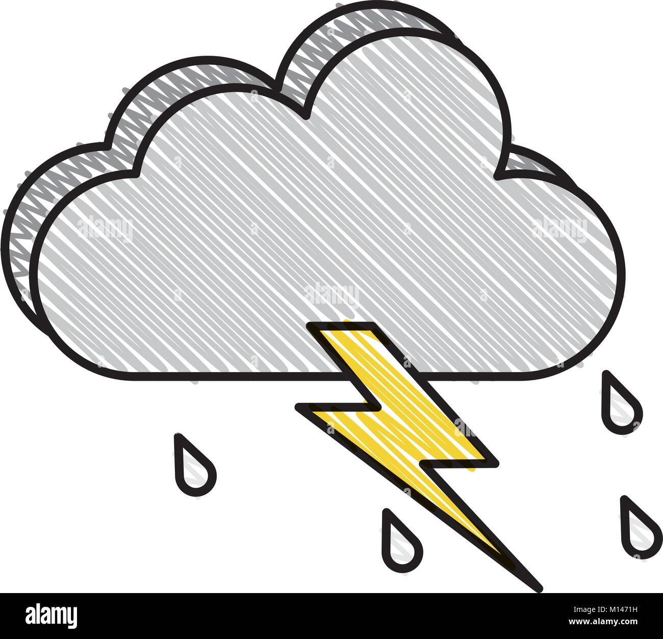 weather cloud rainy with ray vector illustration design Stock Vector ...