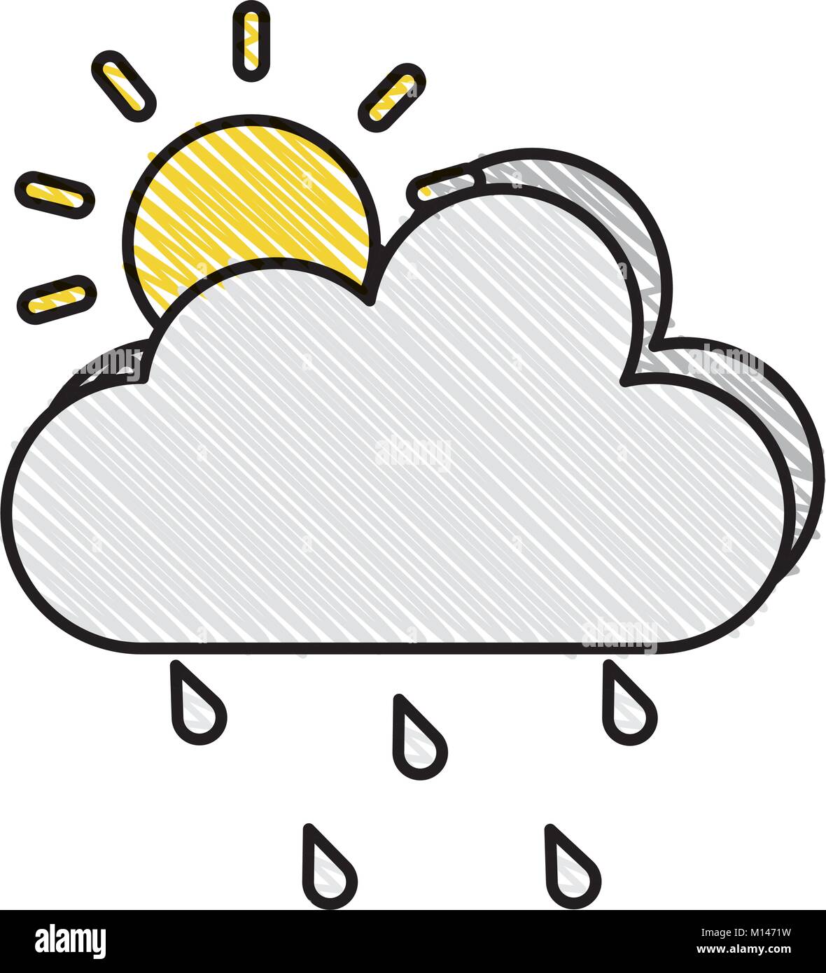 weather cloud rainy with sun vector illustration design Stock Vector ...