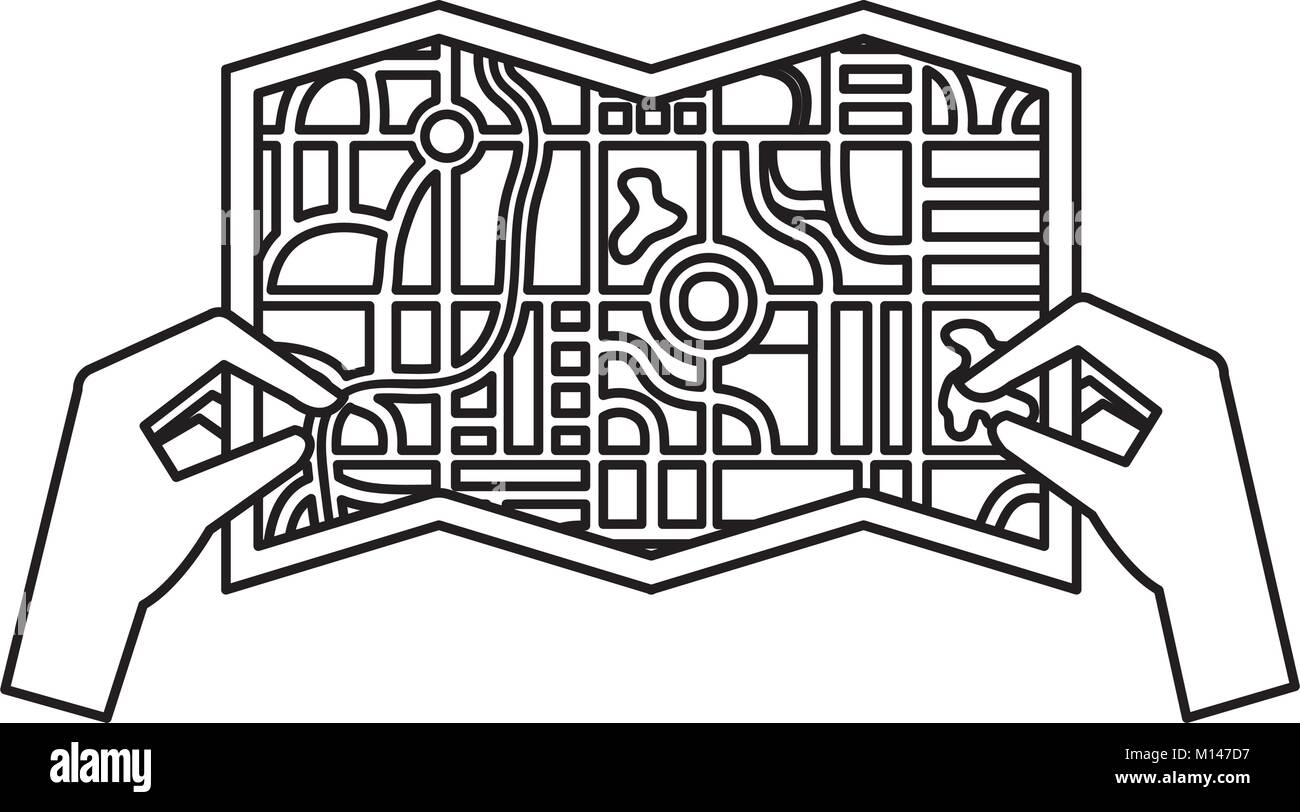 hands with paper map guide icon vector illustration design Stock Vector ...