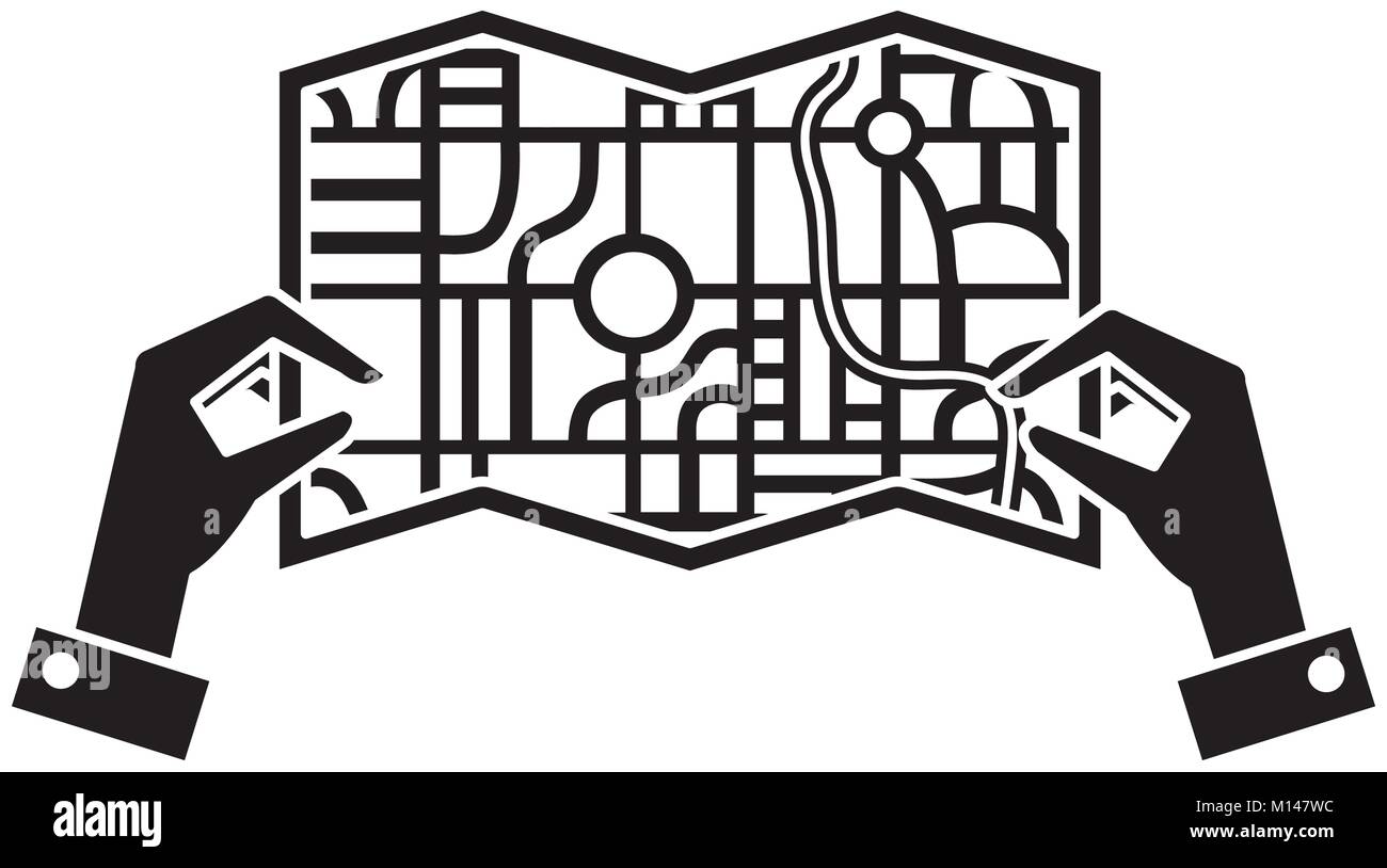 Map reading hands Stock Vector Images - Alamy