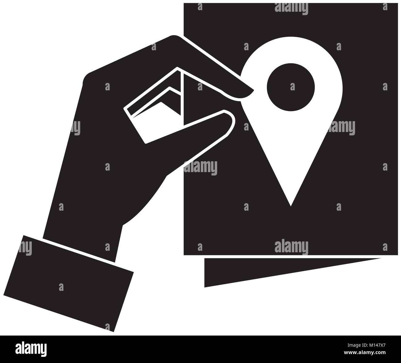 hand with paper and pin location vector illustration design Stock ...