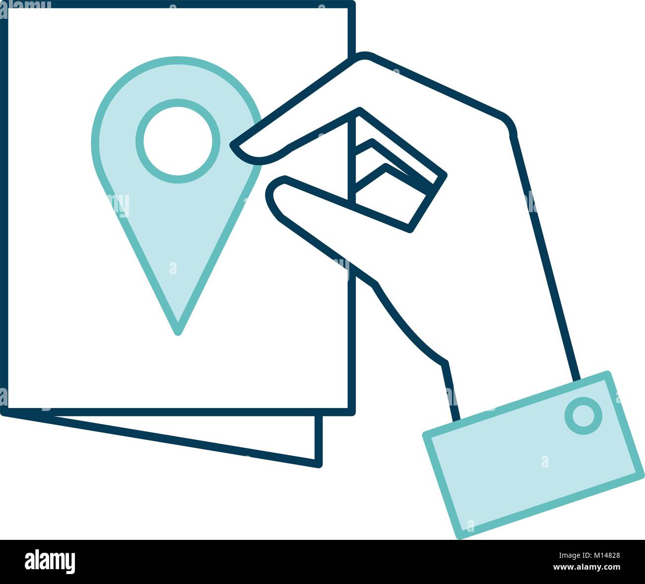 hand with paper and pin location vector illustration design Stock ...