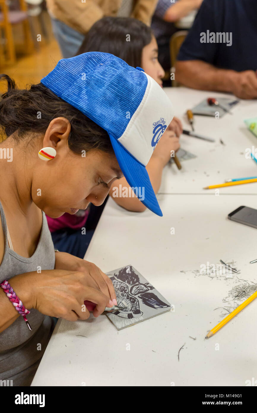 Tucson, Arizona Participants in a learn block printing