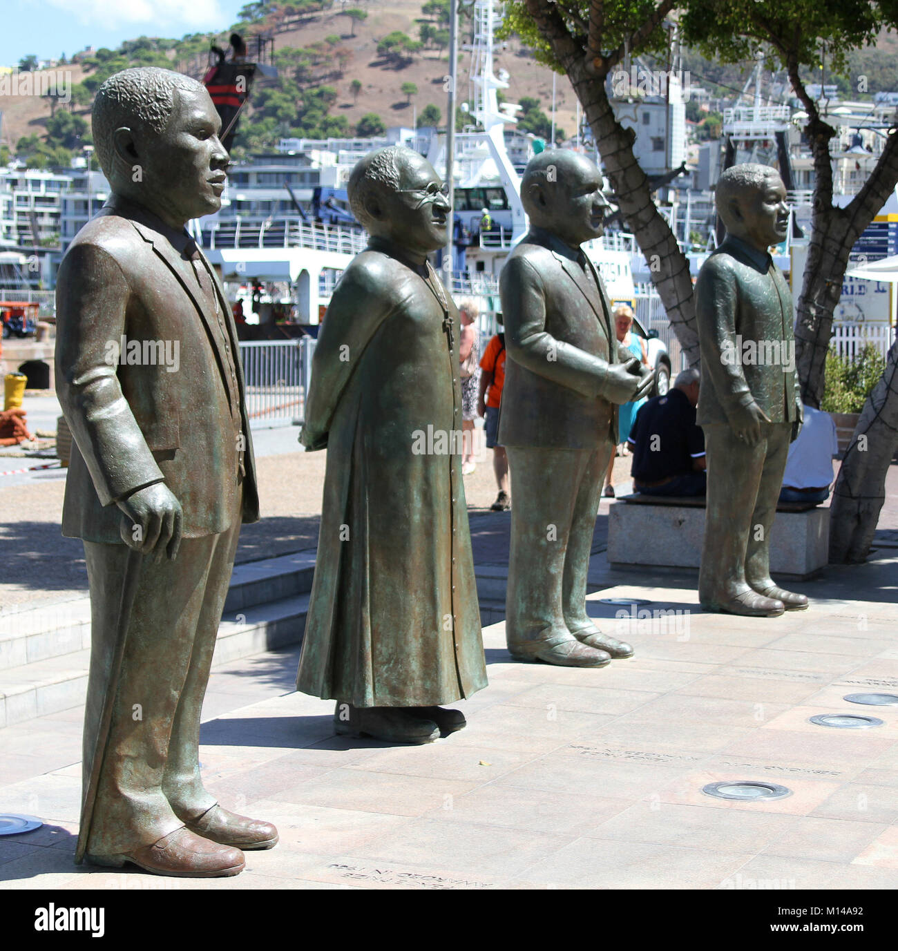 All four Nobel Statues at the Nobel Square Monument, V&A Waterfront