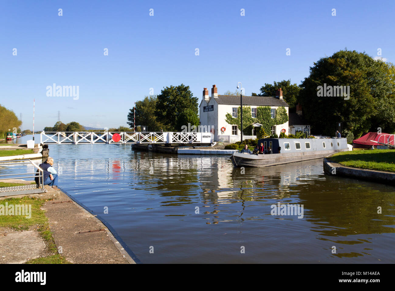 Saul, Gloucestershire, UK - 17th October 2010: Saul Junction where the Gloucester & Sharpness Canal meets the disused Stroudwater Canal. The Stroudwater Canal is the subject of an ongoing restoration project which hopes to re-open this historic waterways link to the River Thames. Stock Photo