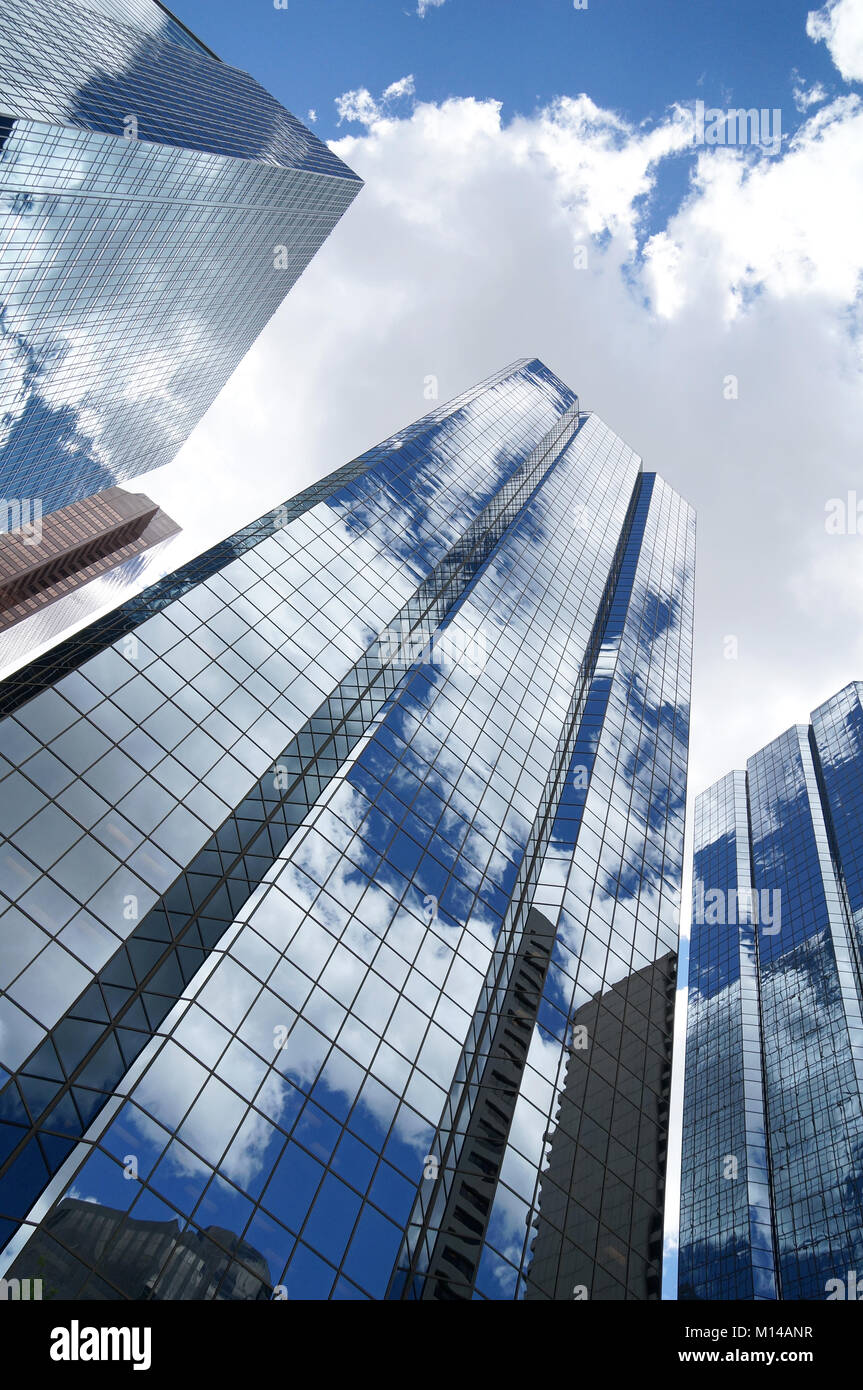 Reflected sky in Calgary high rises, Calgary, Alberta, Canada Stock Photo