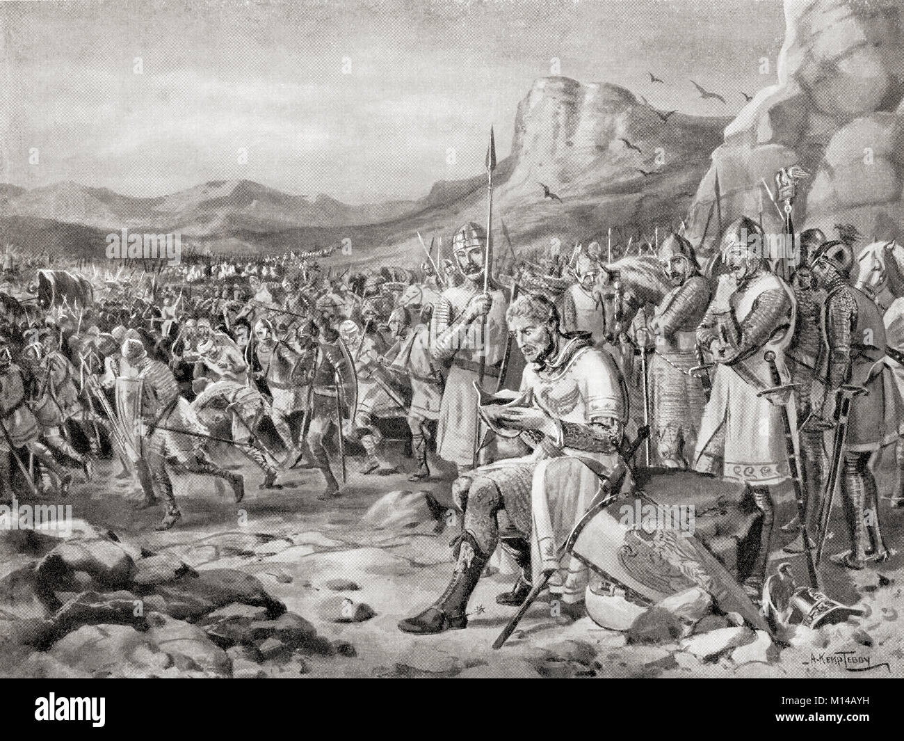 The defeat of Manuel I at The Battle of Myriokephalon, aka Battle of Myriocephalum, 1176. Manuel I Komnenos or Comnenus, 1118 – 1180. Byzantine Emperor.   From Hutchinson's History of the Nations, published 1915. Stock Photo