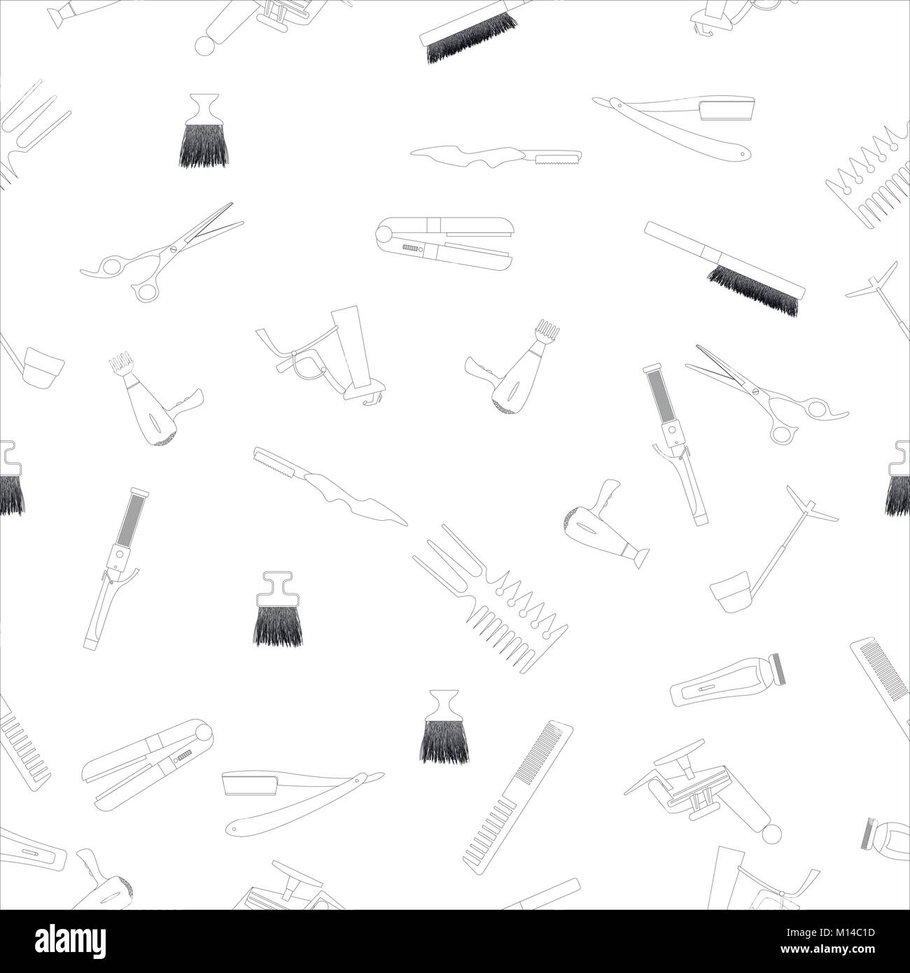 Seamless background. A set of icons for hairdressing or barbershop. Stock Vector