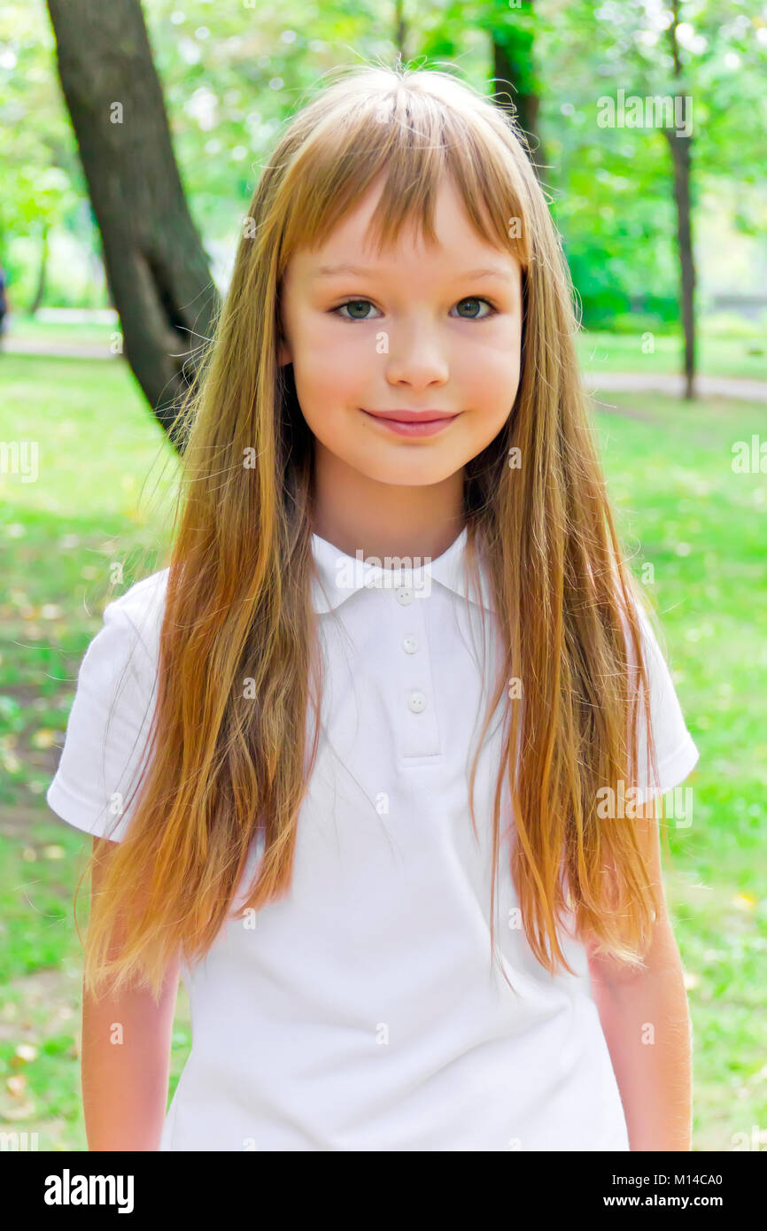 Photo of cute girl with long hair Stock Photo - Alamy