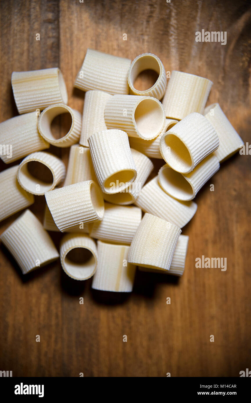 Italian food raw paccheri pasta bronzedrawn Stock Photo Alamy