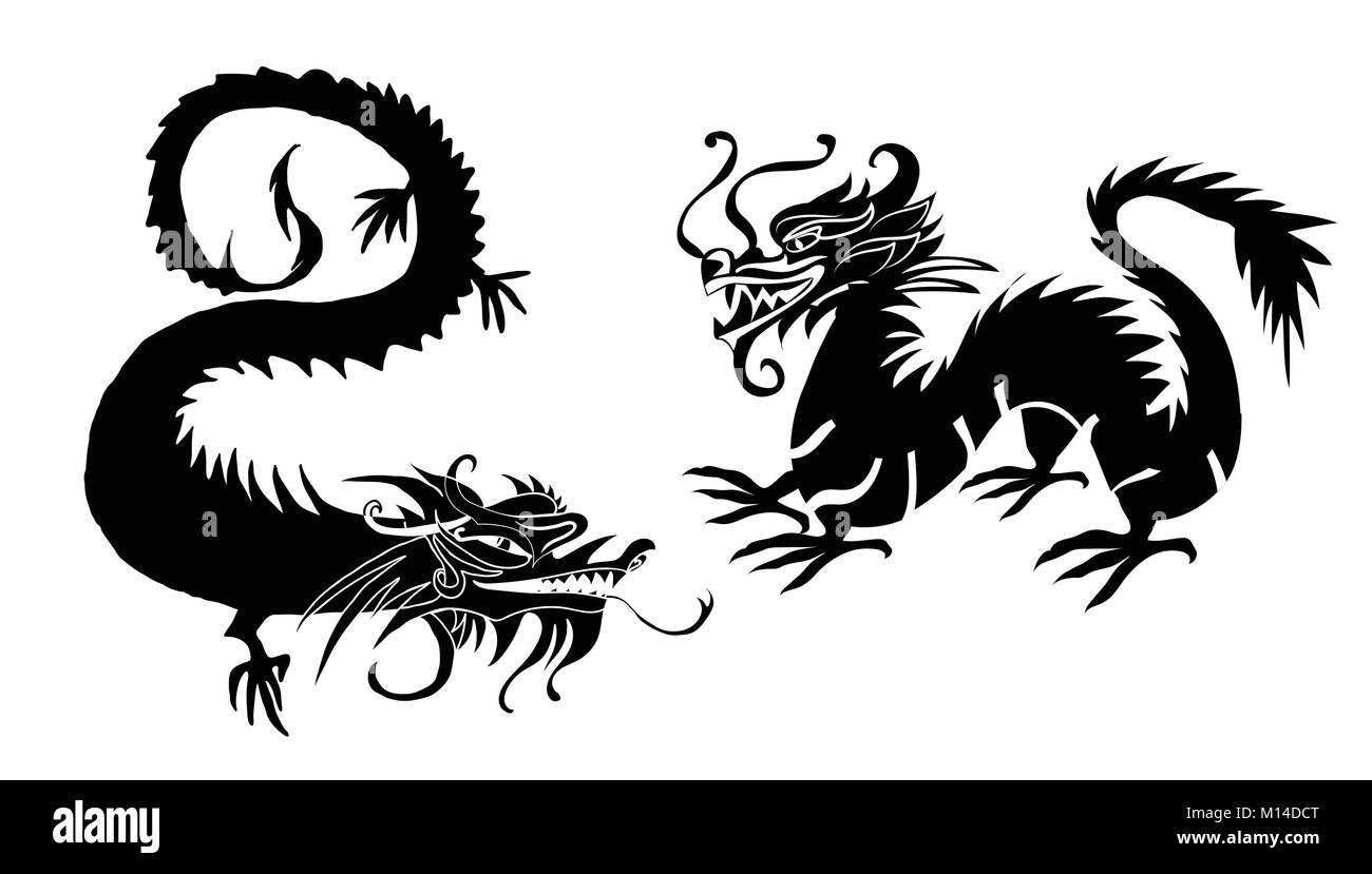 paper cut out of a Dragon china Stock Vector