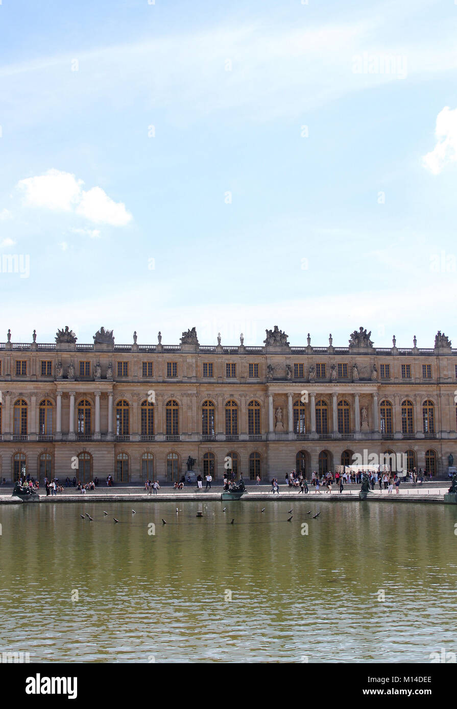 The Versailles Palace with pool in front, IleDeFrance, France Stock