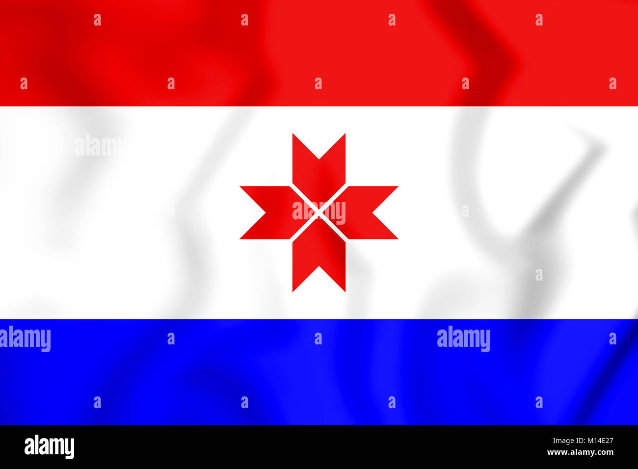 3D Flag of Republic of Mordovia, Russia. 3D Illustration. Stock Photo