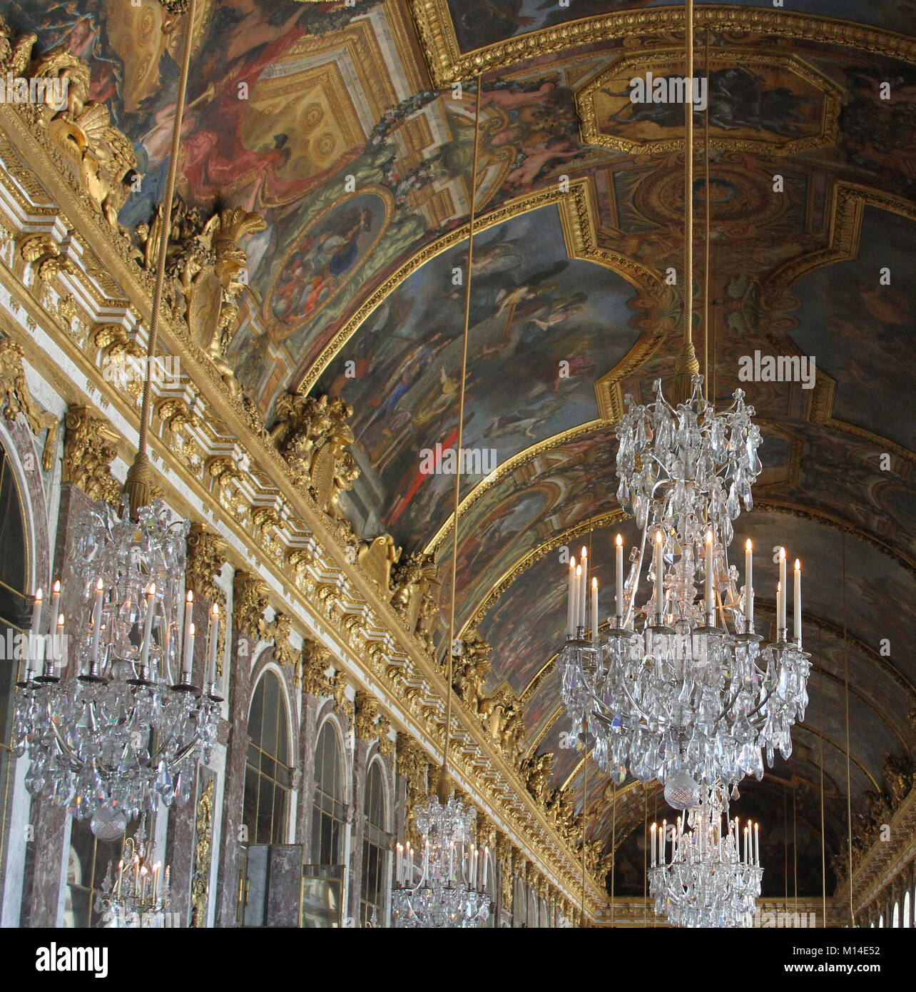 Ceiling Of The Hall Of Mirrors Versailles Palace Ile De France