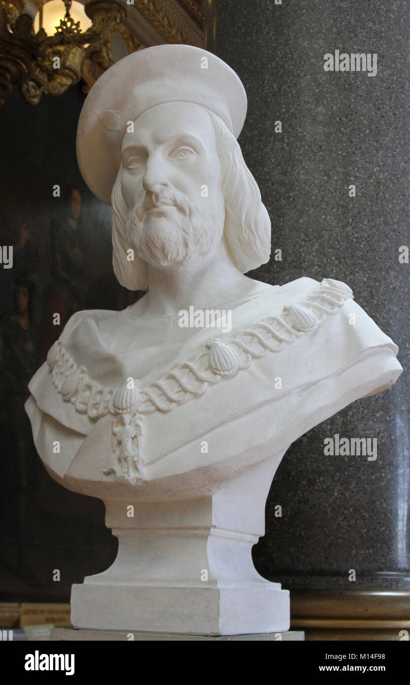 Marble bust of Admiral of France Gouffier Guillaume Lord of Bonnivet by
