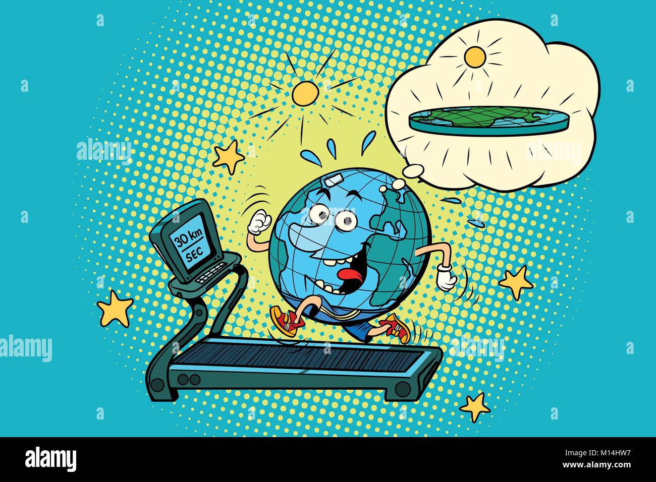 fun Fat Earth on the treadmill. Dream to lose weight. Sport fitness and  healthy lifestyle. Sport fitness and healthy lifestyle. Comic book cartoon  pop Stock Vector Image & Art - Alamy