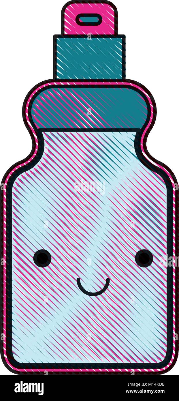 kawaii detergent bottle in colored crayon silhouette Stock Vector Image ...