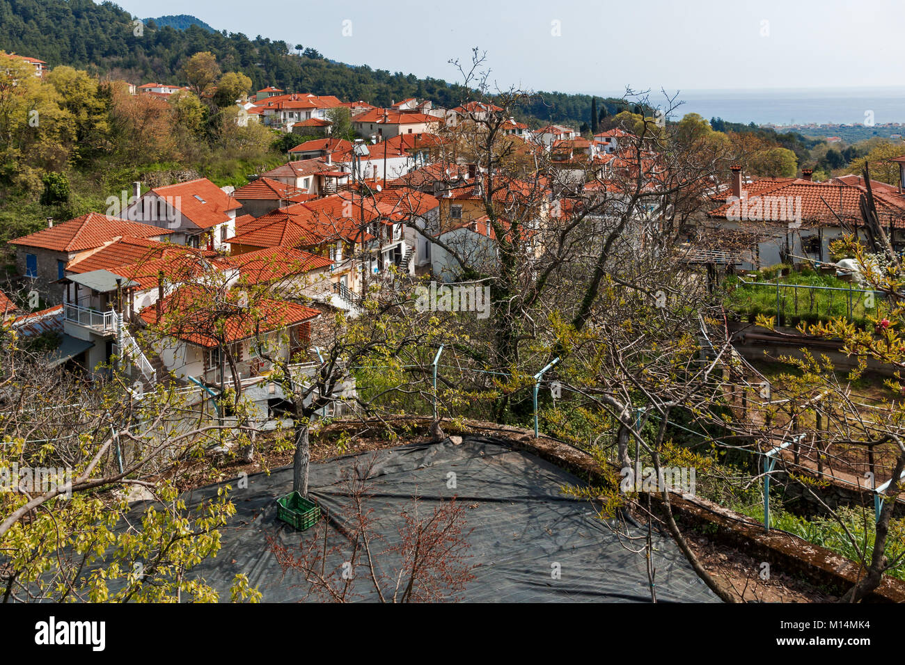 Amazing Panorama To Village Of Potamia Thassos Island East Macedonia 