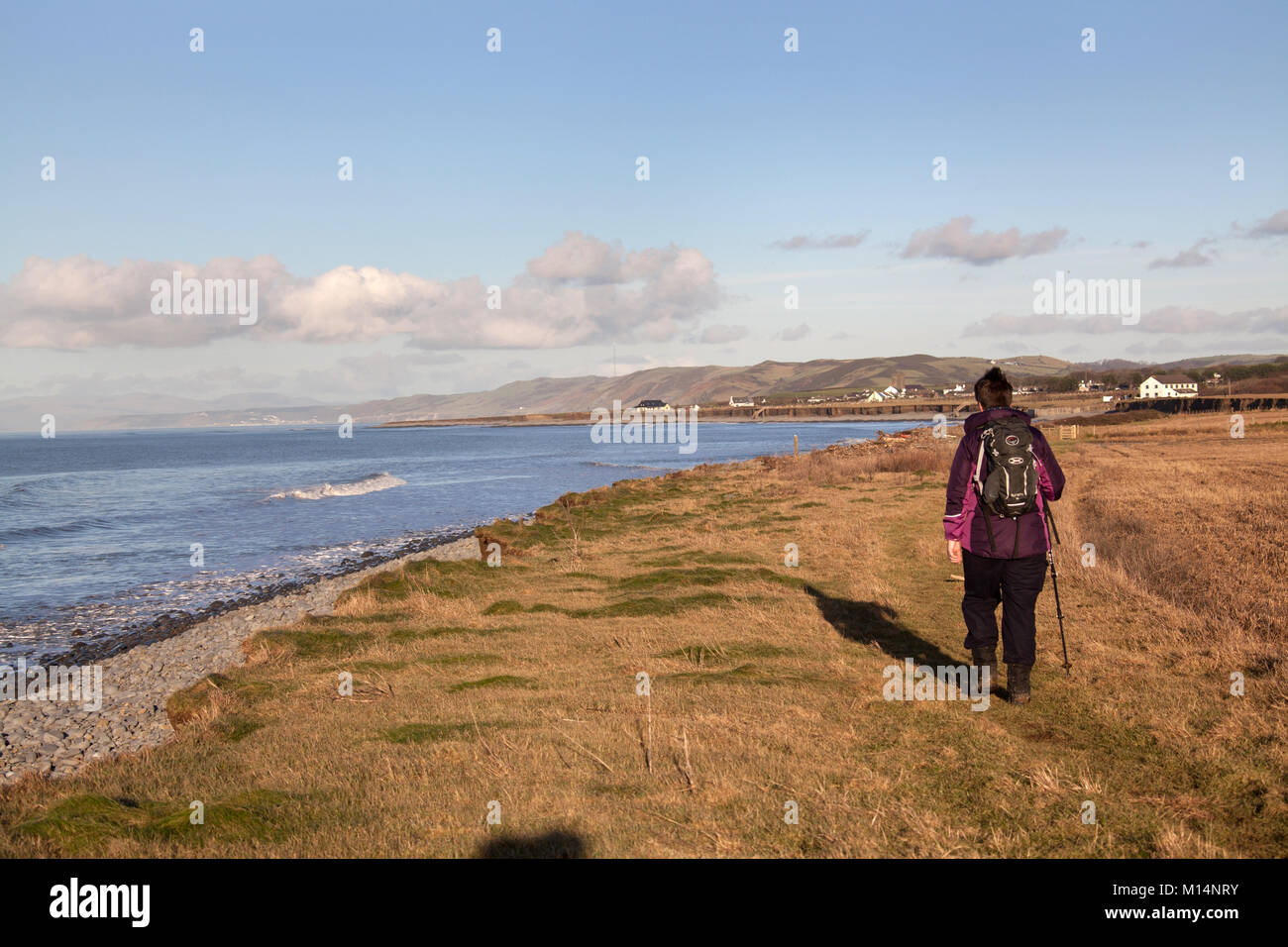 The Wales Coast Path. The Wales Coast Path route in the county of Ceredigion, between the villages of Llanon and Aberarth. Stock Photo