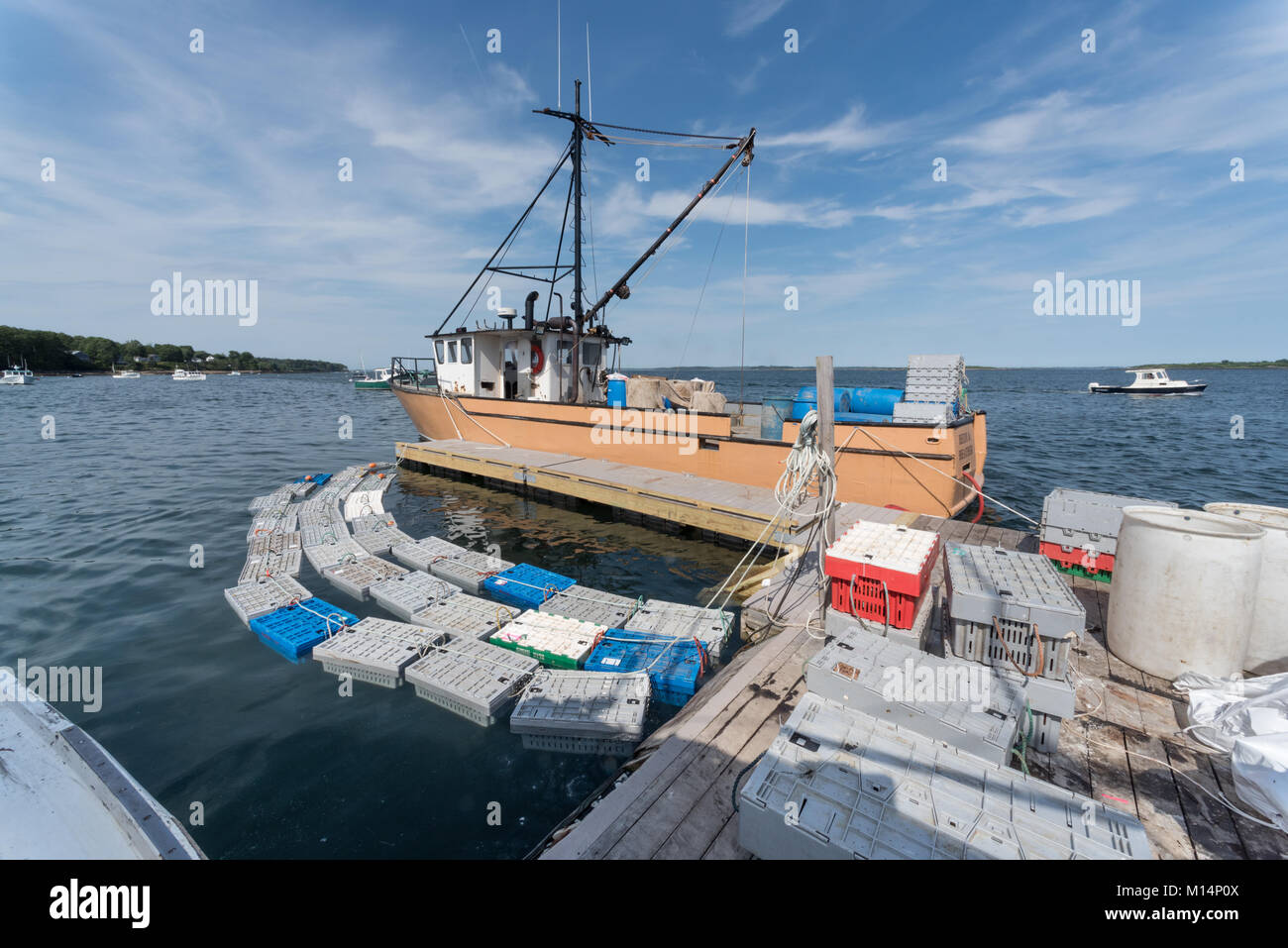 Lobster smack, each crate contains 90 lbs of live lobster. Chebeague