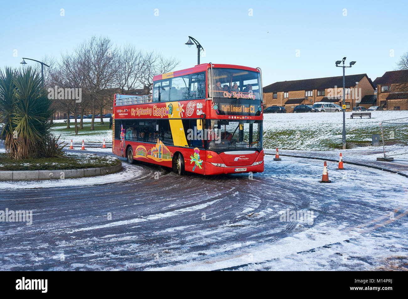 Sightseeing double decker our bus  in the city of Glasgow, UK Stock Photo