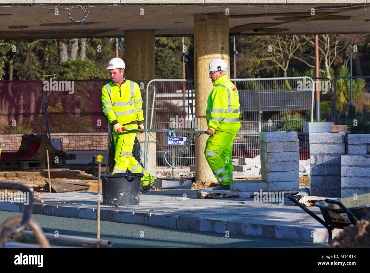 Renovations and resurfacing work at Pier Approach, Bournemouth, Dorset UK in January Stock Photo