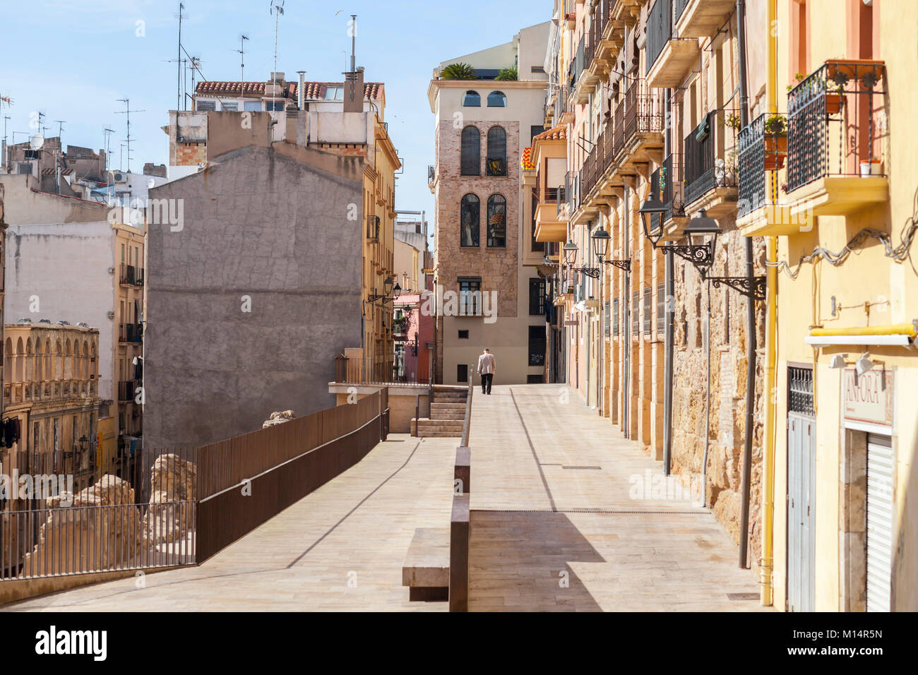 Street view in historic center of Tarragona,Spain Stock Photo - Alamy