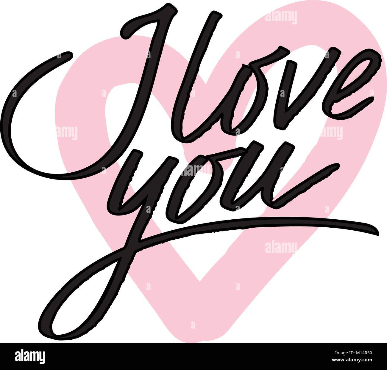 I love you. I heart you. Valentines day calligraphy glitter card. Hand ...