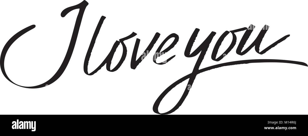 I love you. I heart you. Valentines day calligraphy glitter card. Hand ...