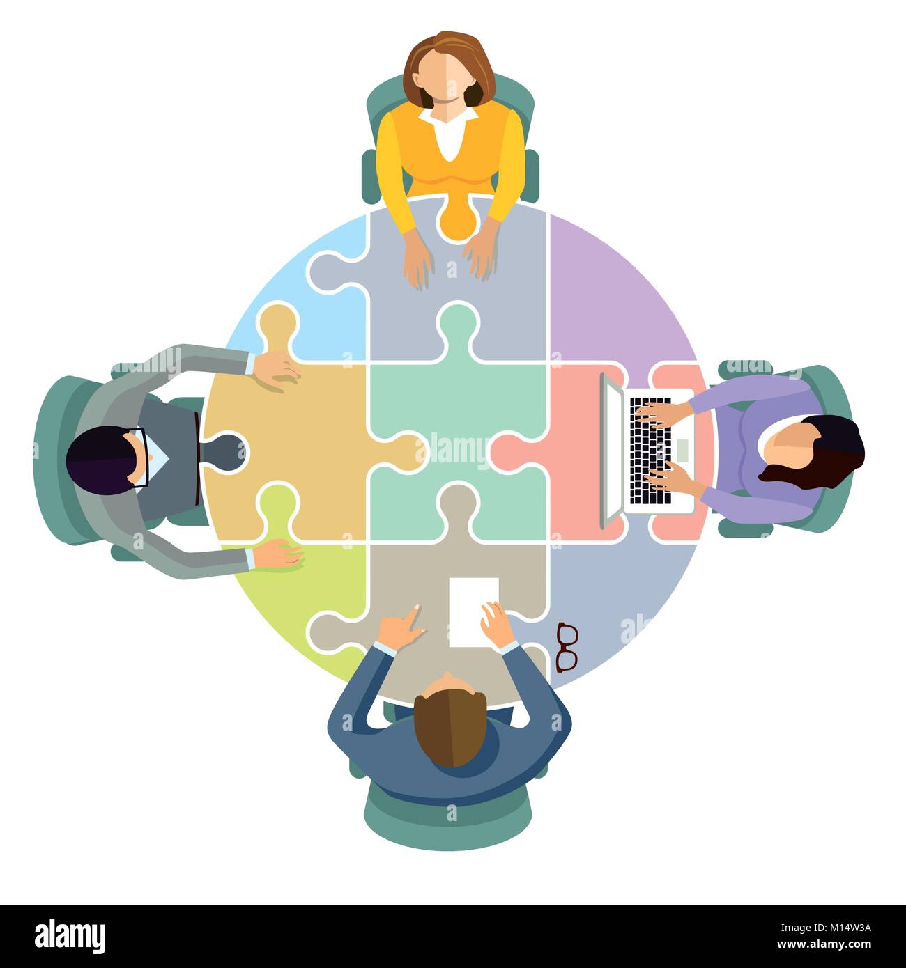 Team collaboration and connect, illustration Stock Vector