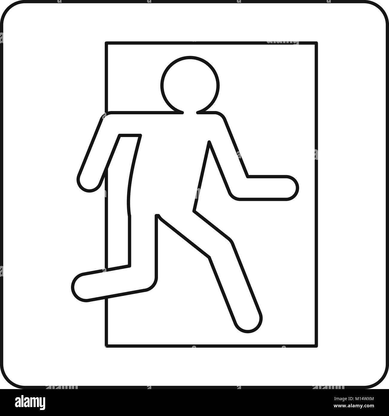 White door emergency exit sign Black and White Stock Photos & Images