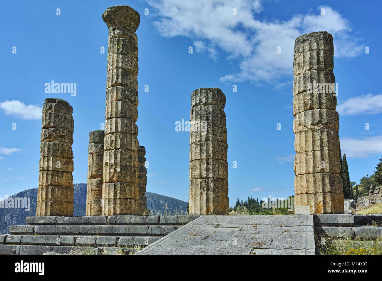 The Temple of Apollo in Ancient Greek archaeological site of Delphi ...