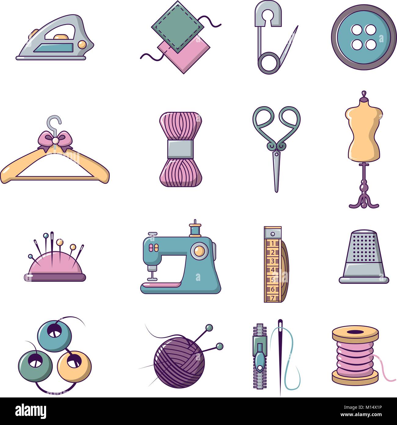 Tailor tools icons set, cartoon style Stock Vector Image & Art Alamy