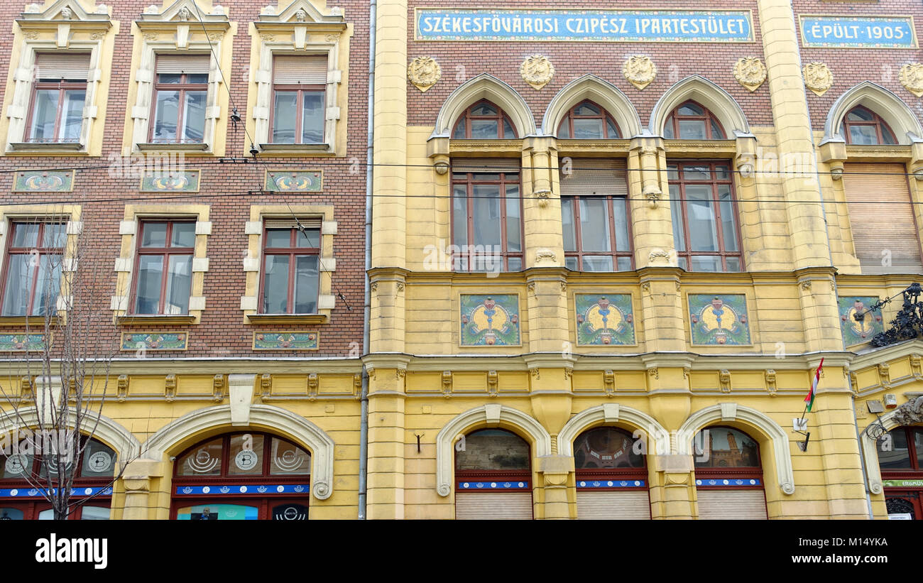 The Capital City's Shoemakers Guild, built in 1905 in Budapest Hungary EU Europe Stock Photo
