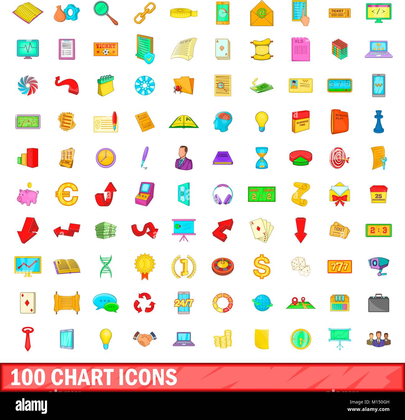 100 chart icons set, cartoon style Stock Vector Image & Art - Alamy