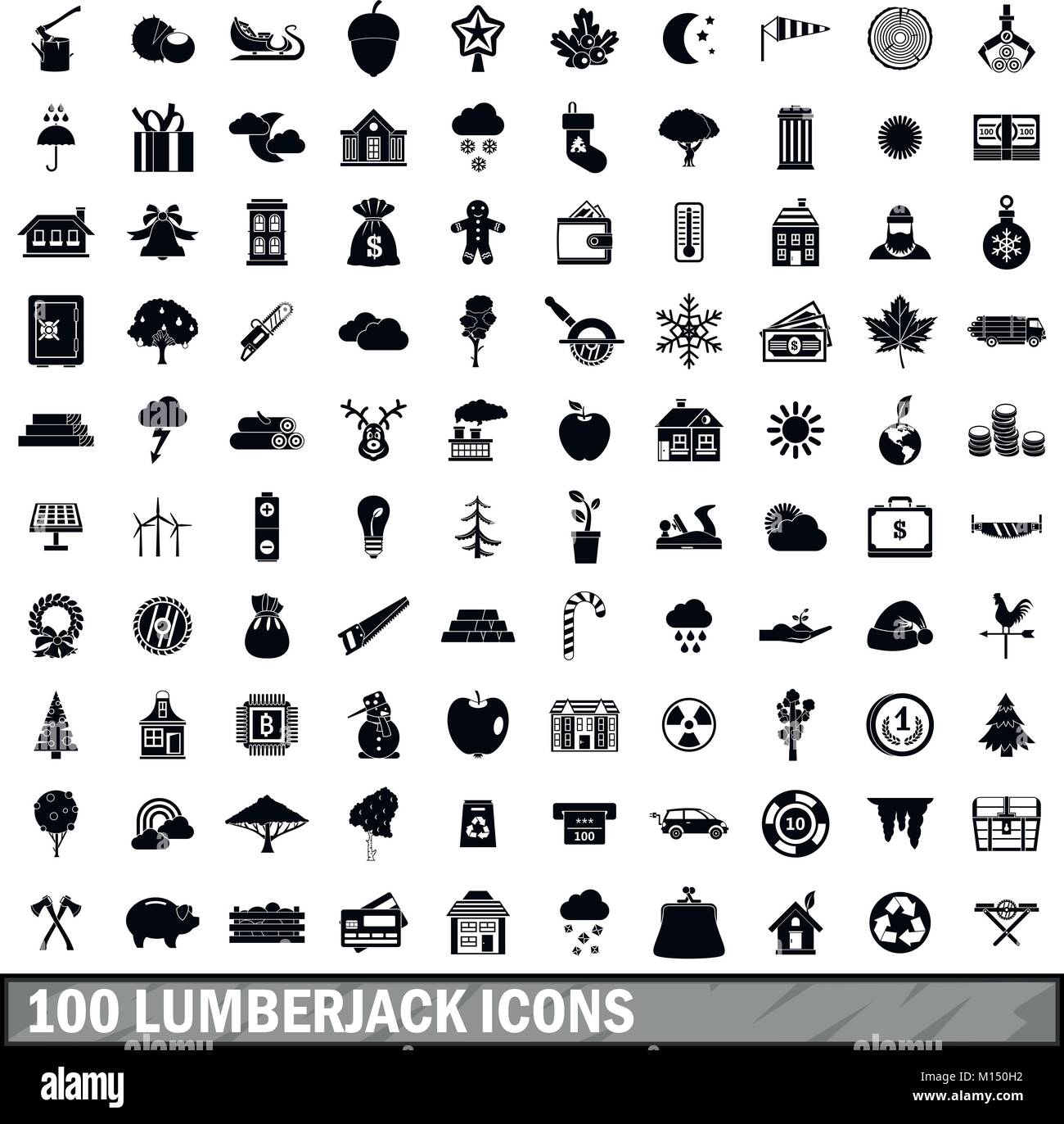 100 lumberjack icons set, simple style Stock Vector Image & Art - Alamy