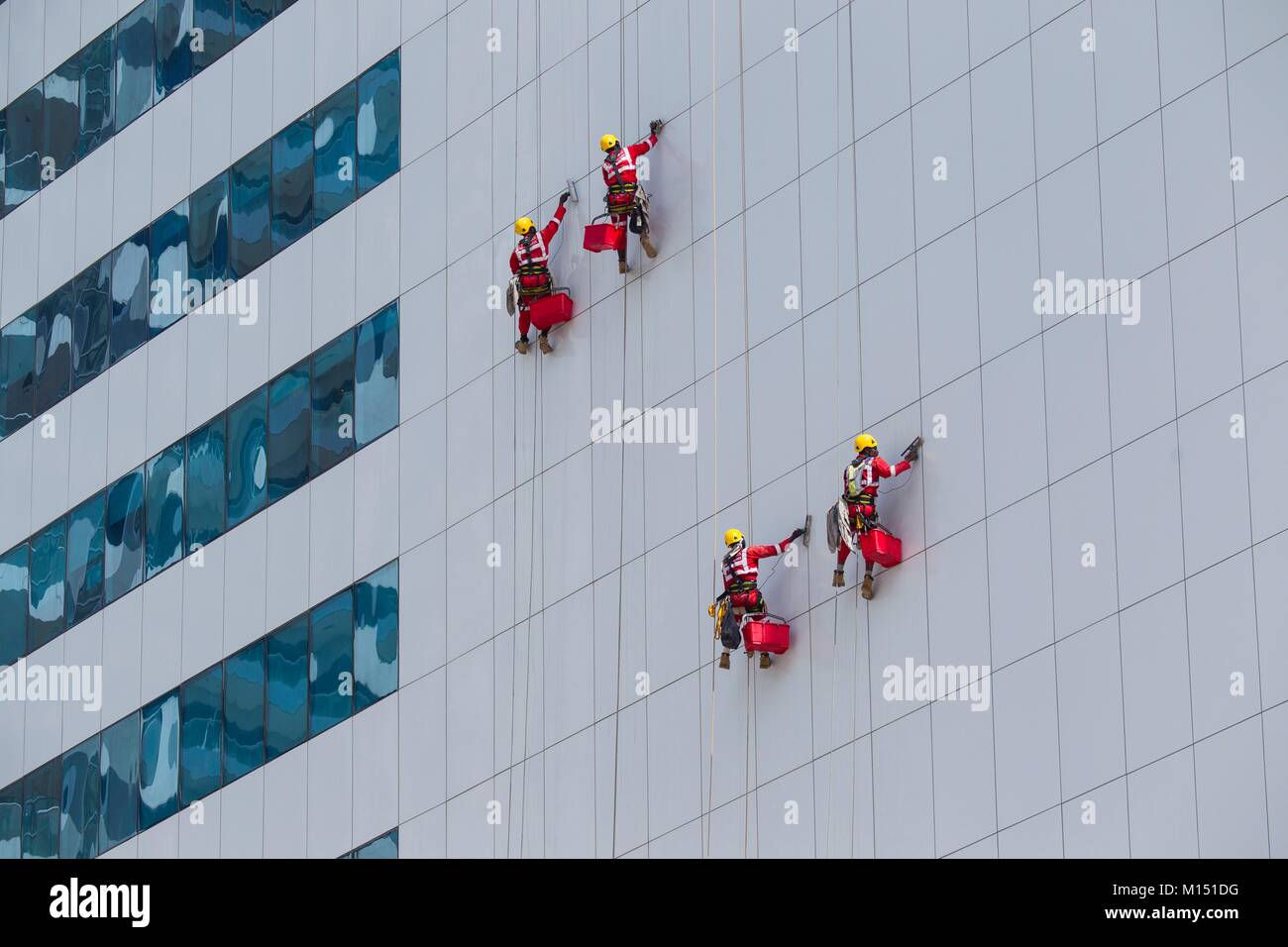 United Arab Emirates, Dubai, cleaners of the towers Stock Photo