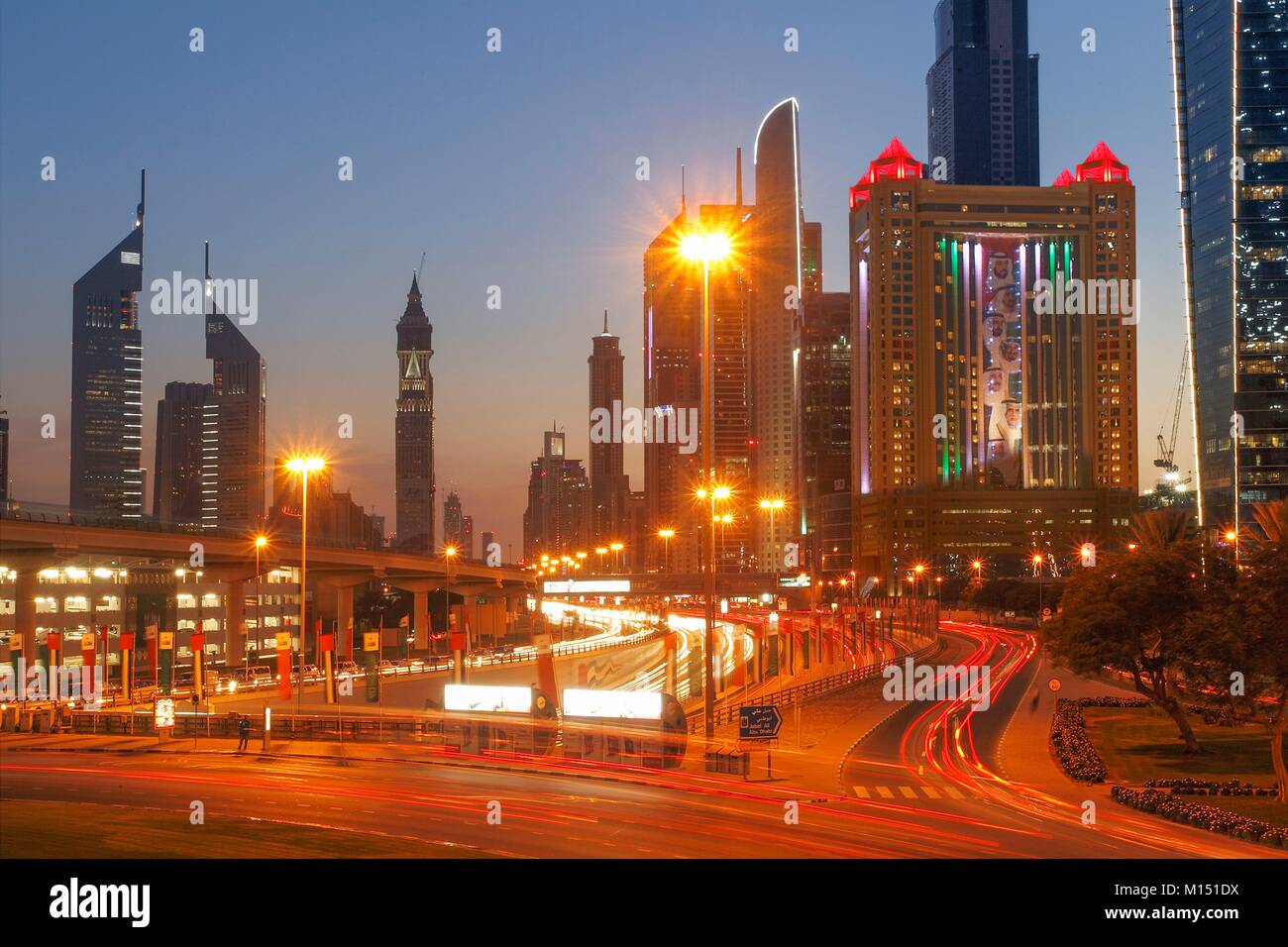 United Arab Emirates, Dubai, the towers of Sheikh Zayed Road Stock Photo
