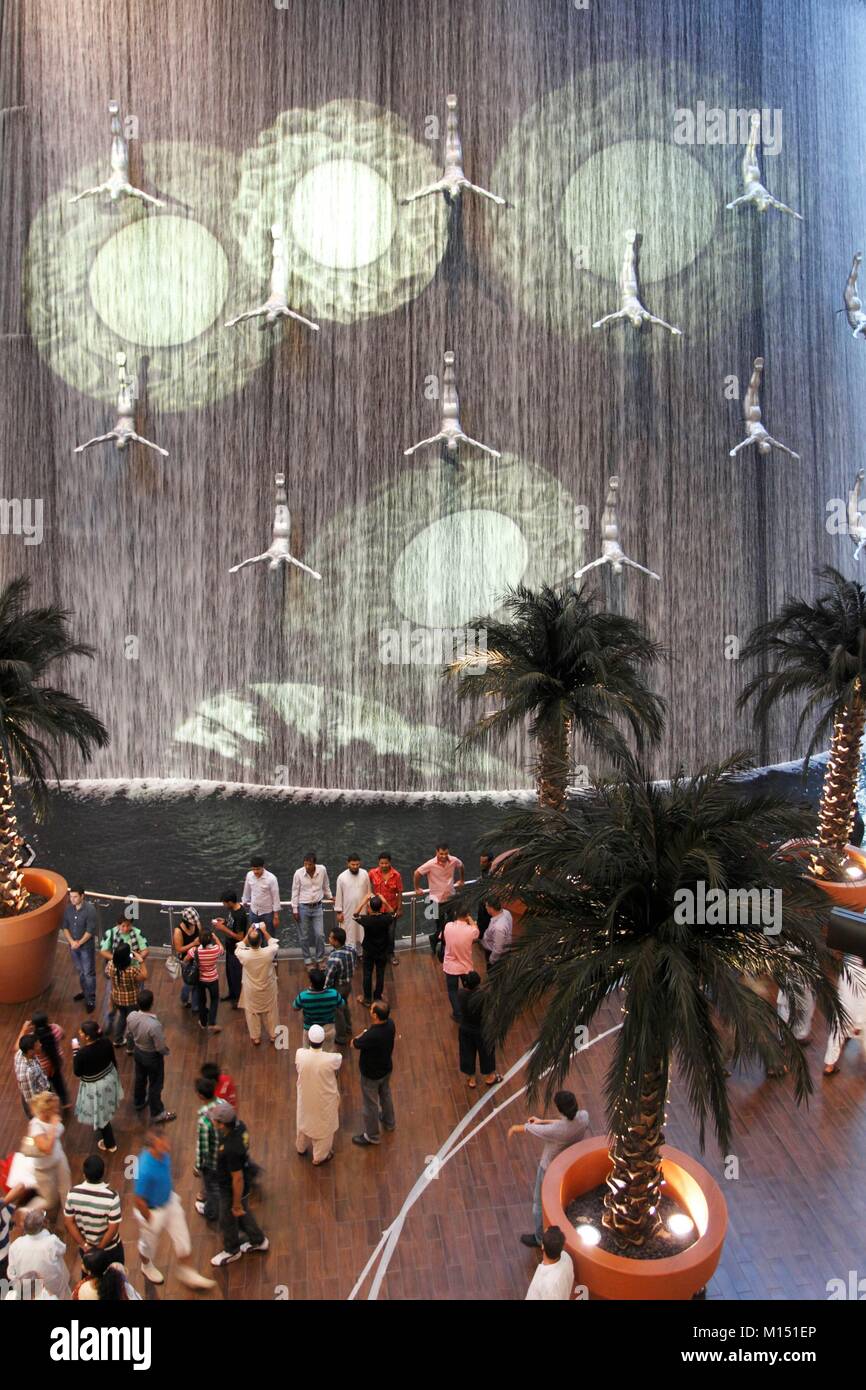 United Arab Emirates, Dubai, Dubai Mall, the waterfall Stock Photo