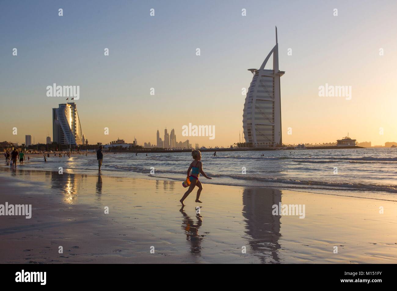 United Arab Emirates, Dubai, beach near Burj Al Arab Hotel Stock Photo