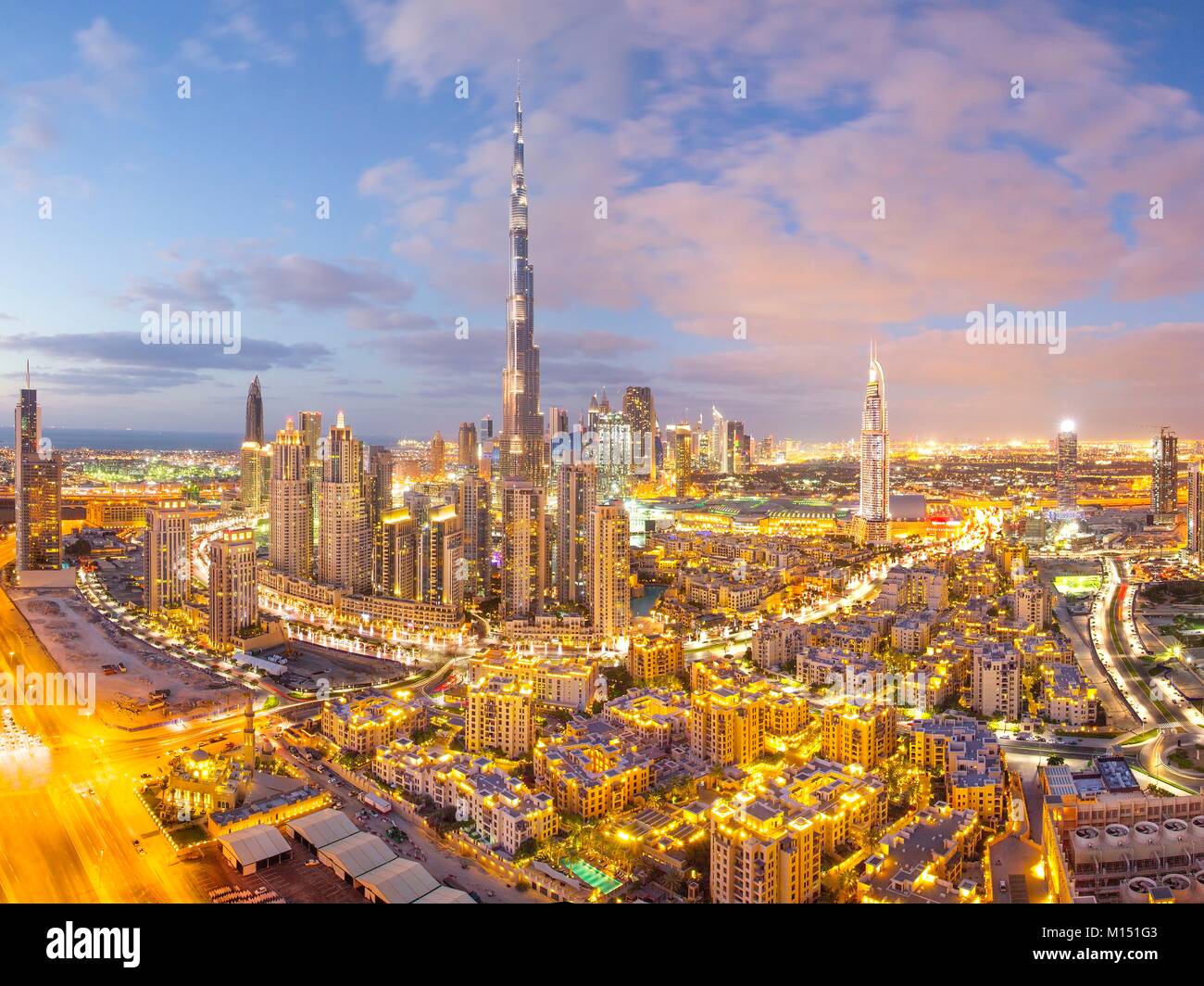United Arab Emirates, Dubai, Burj Khalifa, Down town, old town, DIFC Stock Photo